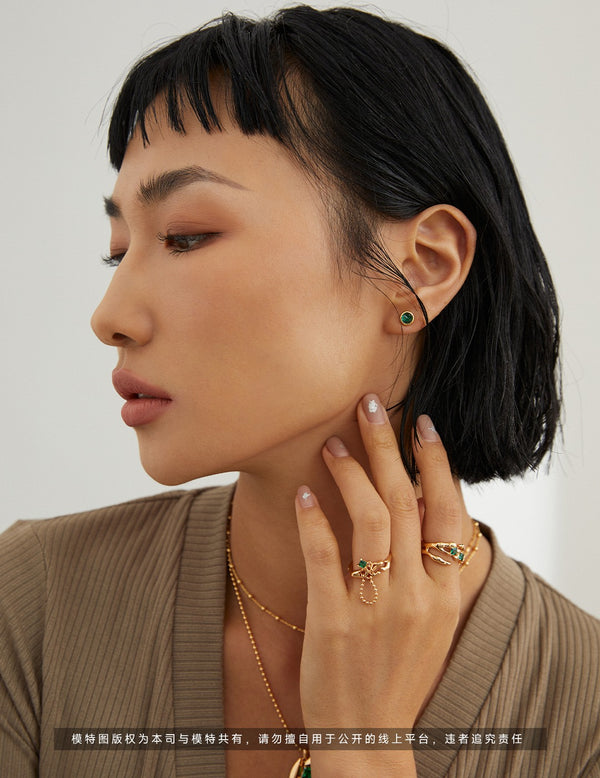 Synthetic Green Crystal Girlfriend Ring