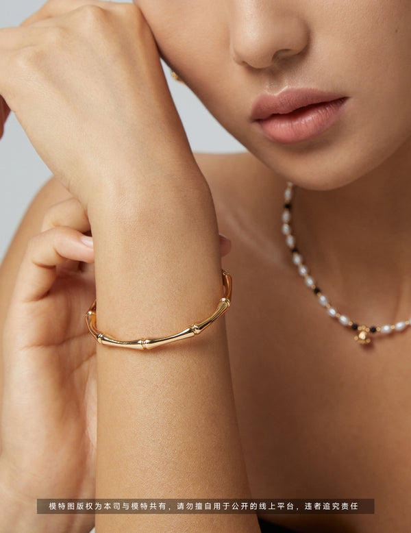 Pure silver bamboo bracelet