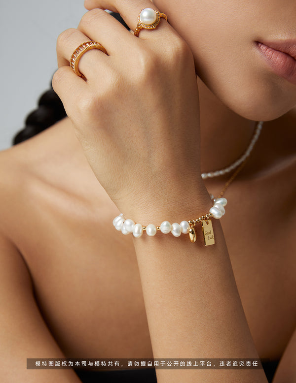 Pure silver pearl bracelet