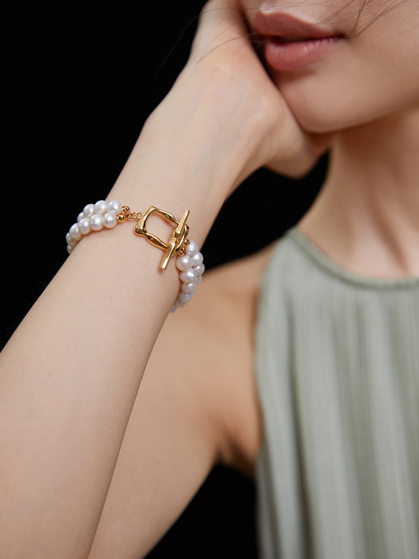 French pure silver pearl bracelet