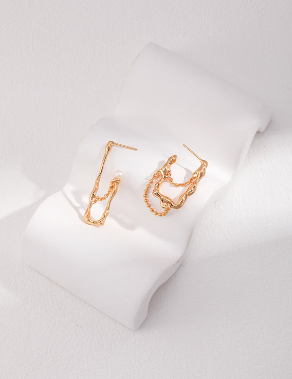 Sterling silver AB asymmetric pearl earrings
