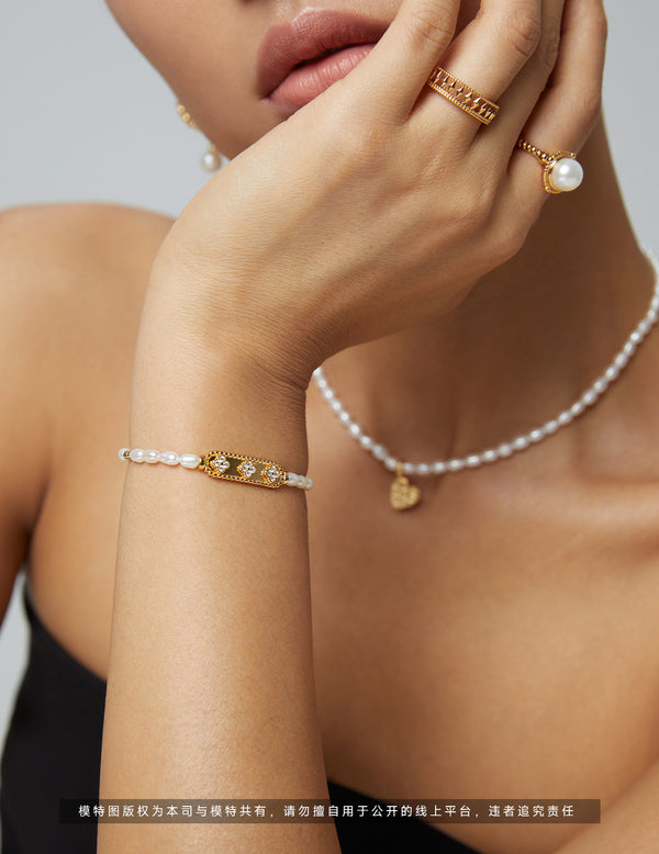 Pure silver pearl bracelet