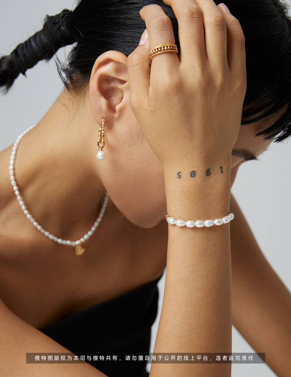 Pure silver pearl bracelet
