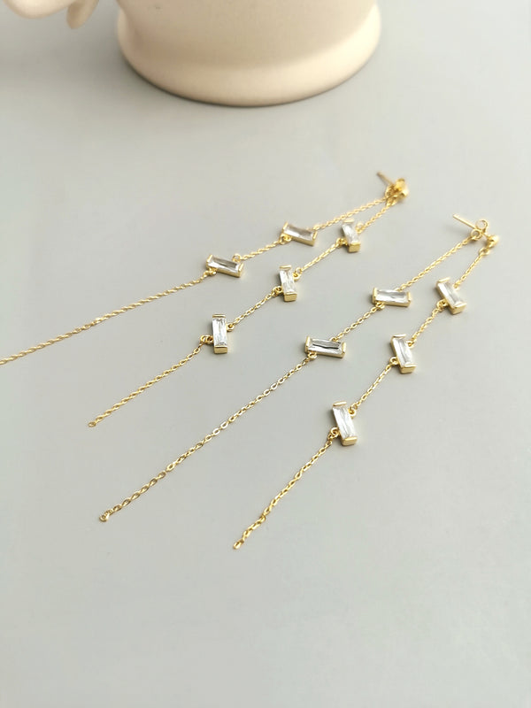 925 silver personality long earrings
